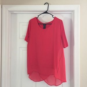 Ann Taylor Coral 1/2 Sleeve Tulip Blouse